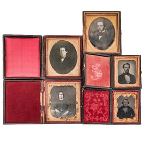 (5 pcs) Antique Victorian Tin Type Cased Photos