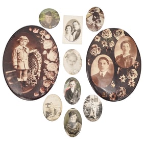 (10 pcs) Antique Celluloid Mirrors, Photo Buttons