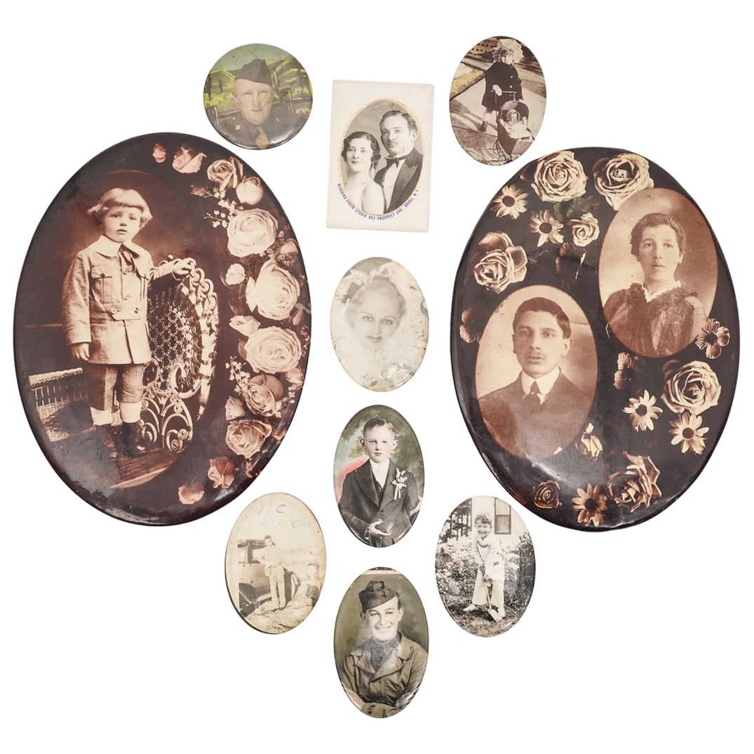 (10 pcs) Antique Celluloid Mirrors, Photo Buttons (1 of 7)