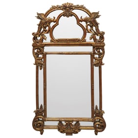 Vintage Gilt Wood Carved Floor Mirror