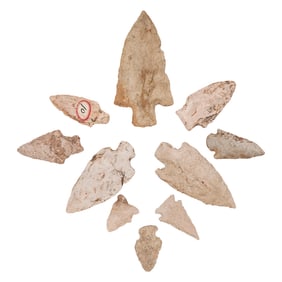 (10 Pc) Paleo-Indian Chert Arrowheads