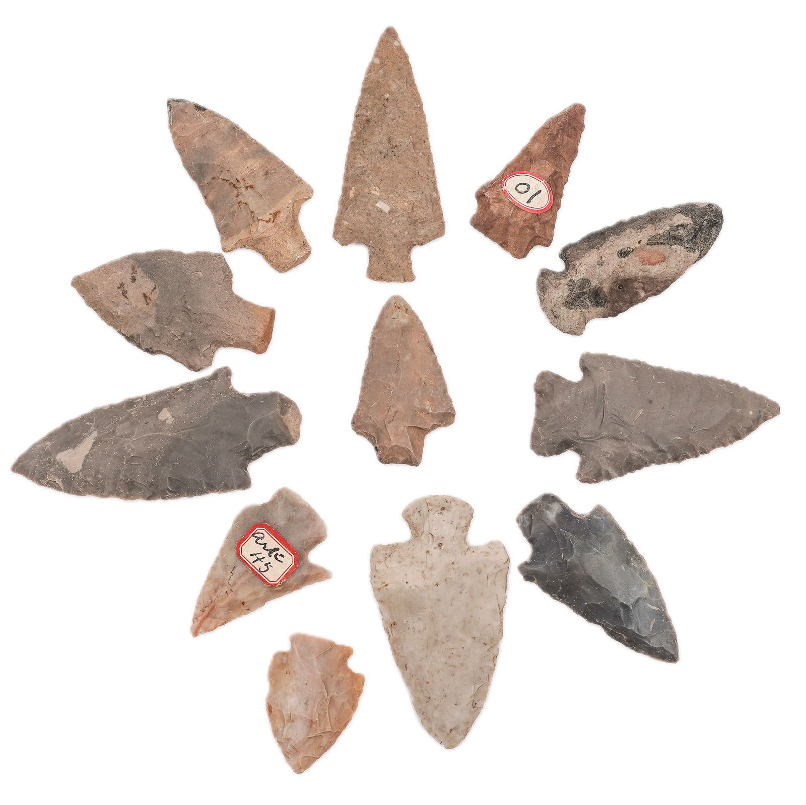 (12 Pc) Paleo-Indian Chert Arrowheads (1 of 8)