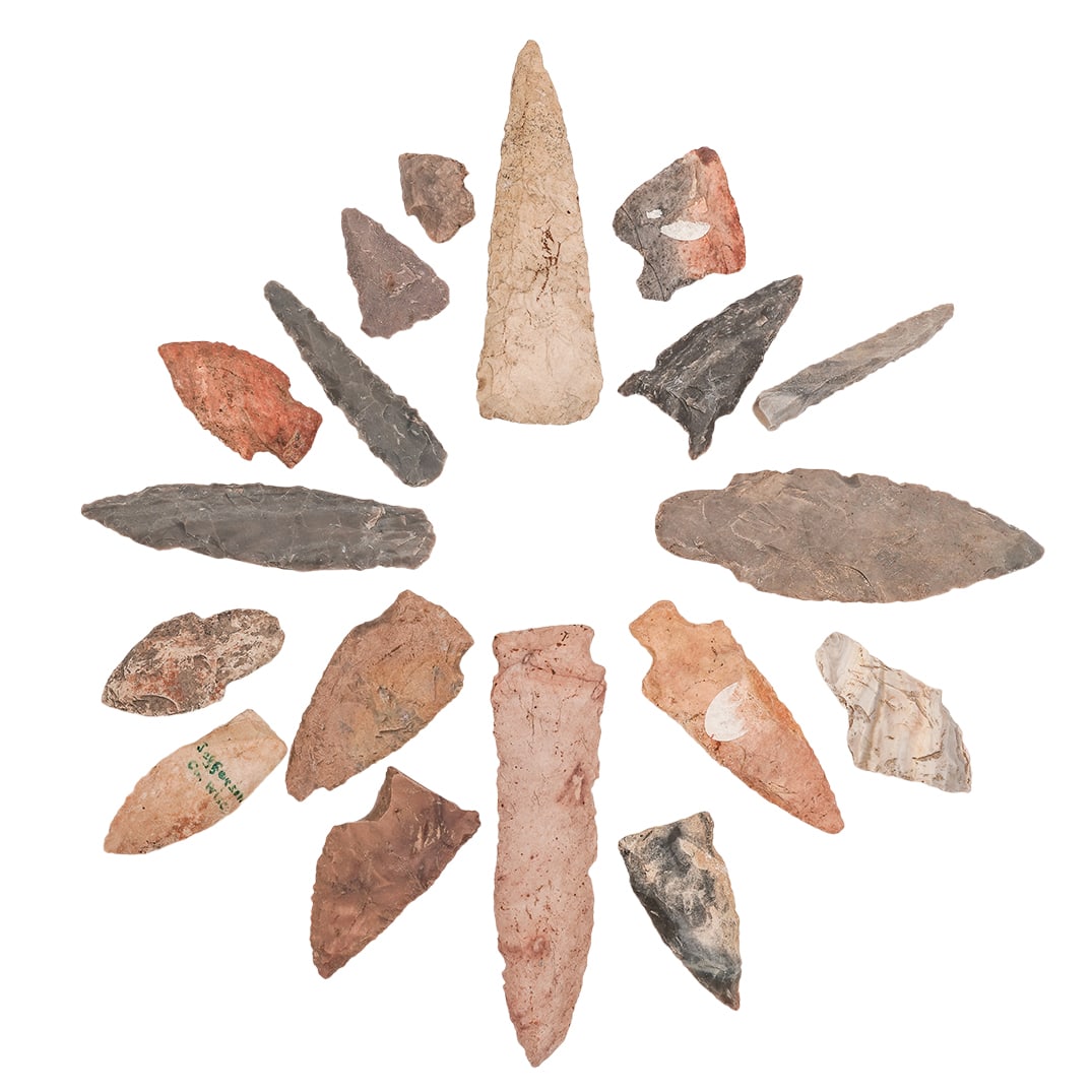 (18 Pc) Paleo-Indian Tools, Arrowheads & Spearheads (1 of 8)