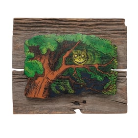 Peg Carney Luecke "Cat on the tree" Mixed Media Painting