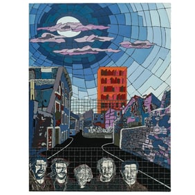 Surrealist Mix Media On Board Painting