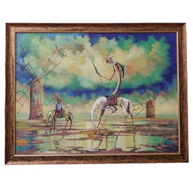 Joaquin Ortiz (20th c.) Don Quixote Oil Painting