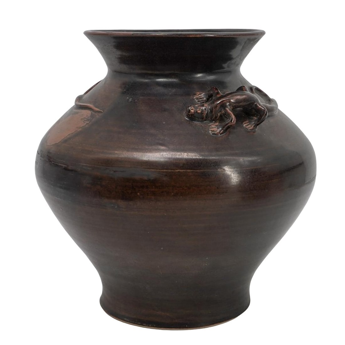 Antique Chinese Brown Glazed Ceramic Chilong Dragon Vase (1 of 6)