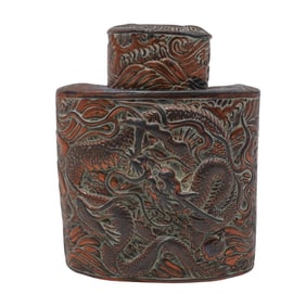 Antique Chinese Copper Dragon Tea Caddy