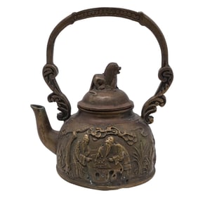 Antique Chinese Bronze Wise Men Teapot