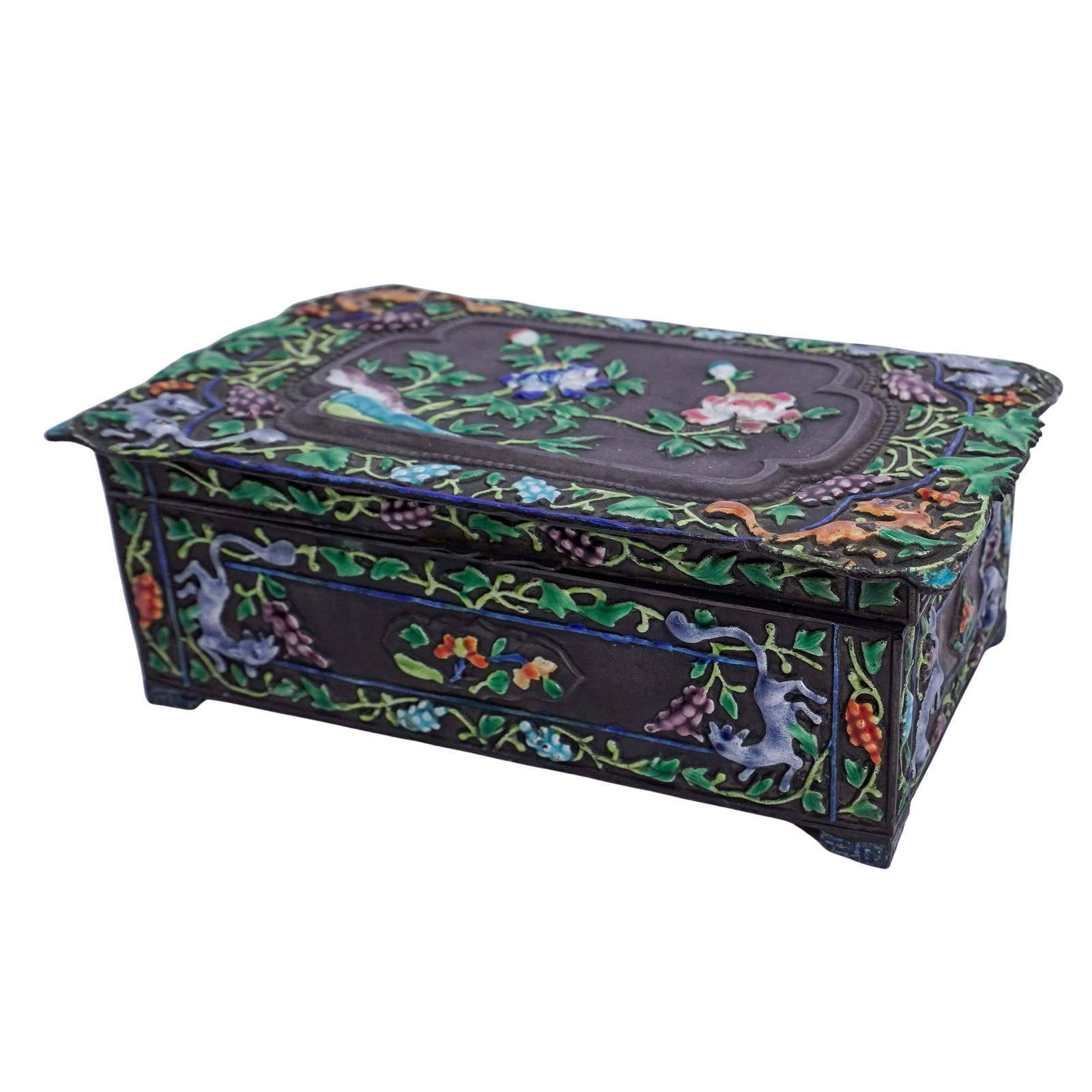 Antique Chinese Silverplate Enameled Box (1 of 8)