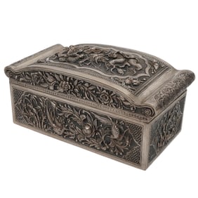 Antique Chinese Silver Repousse Lidded Box