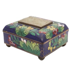 Antique Chinese Cloisonné & Mounted Jade Box