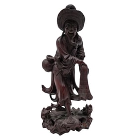 Chinese Wooden Fisherman Carving