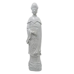 Antique Chinese Blanc De Chine Guanyin Porcelain Statue