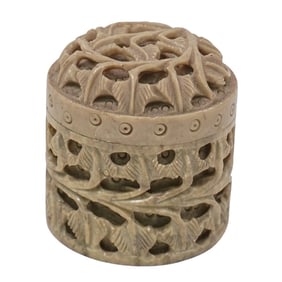 Antique Chinese Carved Stone Trinket Lidded box