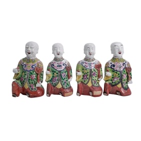 (4pc) Chinese Qing Dynasty Famille Rose “Laughing Boys