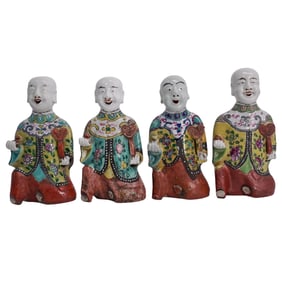 (4pc) Chinese Qing Dynasty Famille Rose “Laughing Boys