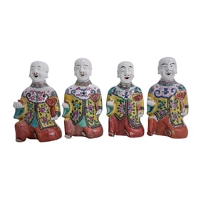 (4pc) Chinese Qing Dynasty Famille Rose “Laughing Boys