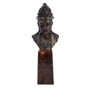 Chinese Buddhism Guanyin Bronze Bust