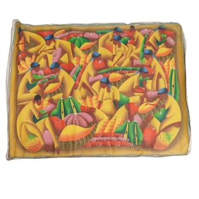 Signed Haitian Market Scene Painting