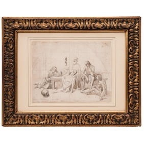 19th C. Master Graphite and Wash Study