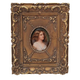 Signed "Wagner" Hand-Painted Porcelain Female Portrait