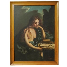 After Giovanni Francesco Barbieri "The Penitent Magdalene" Oil Painting