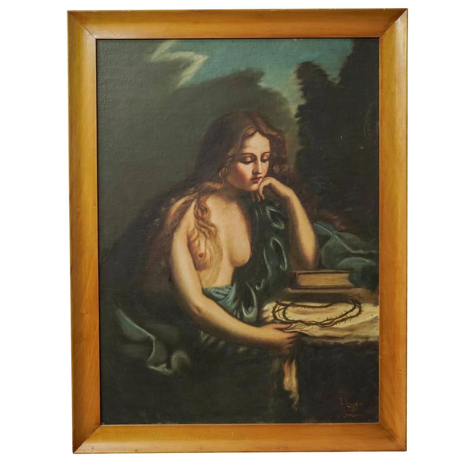 After Giovanni Francesco Barbieri "The Penitent Magdalene" Oil Painting (1 of 2)