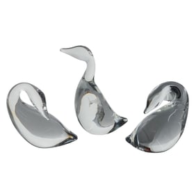 (3pc) Steuben Crystal Swans Pieces