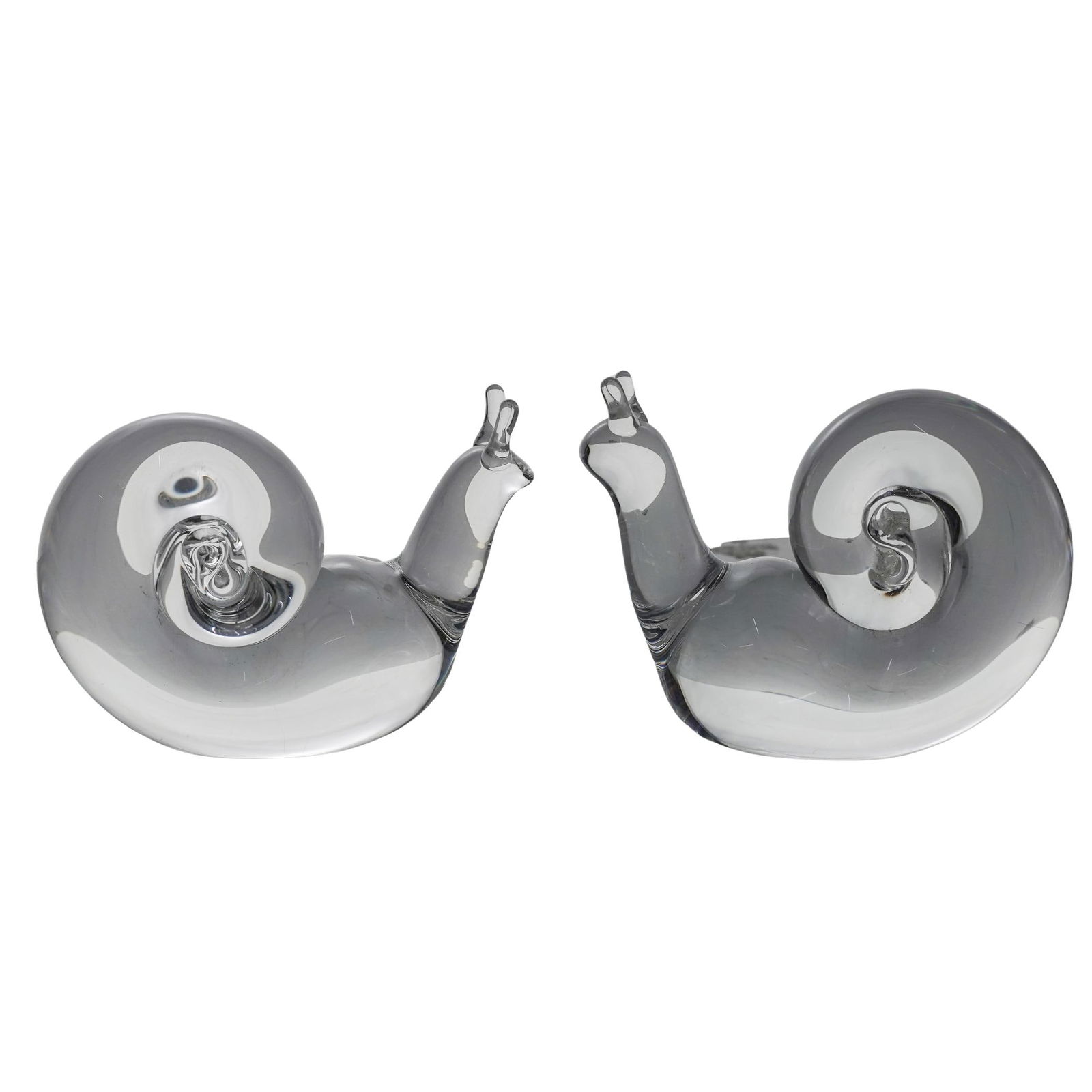 (2pc) Steuben Clear Crystal Snail Paperweights (1 of 7)