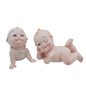 (2pc) Antique German Bisque Kewpie Figurines