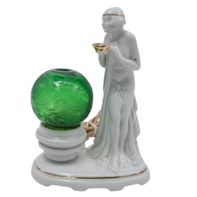 Japanese Porcelain & Glass Figural Lamp and Incense Oil Diffuser