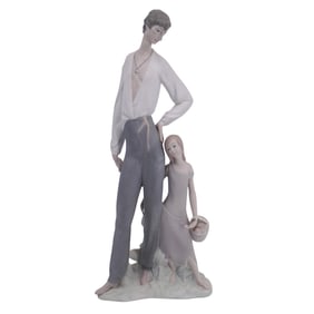 Nao Father and Daughter Bisque Porcelain figurine