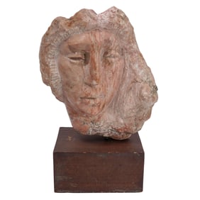 Michael Barkin (American, 20th c.) Stone Female Face Sculpture