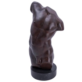 Modernist Neoclassical Nude Male Torso Sculpture