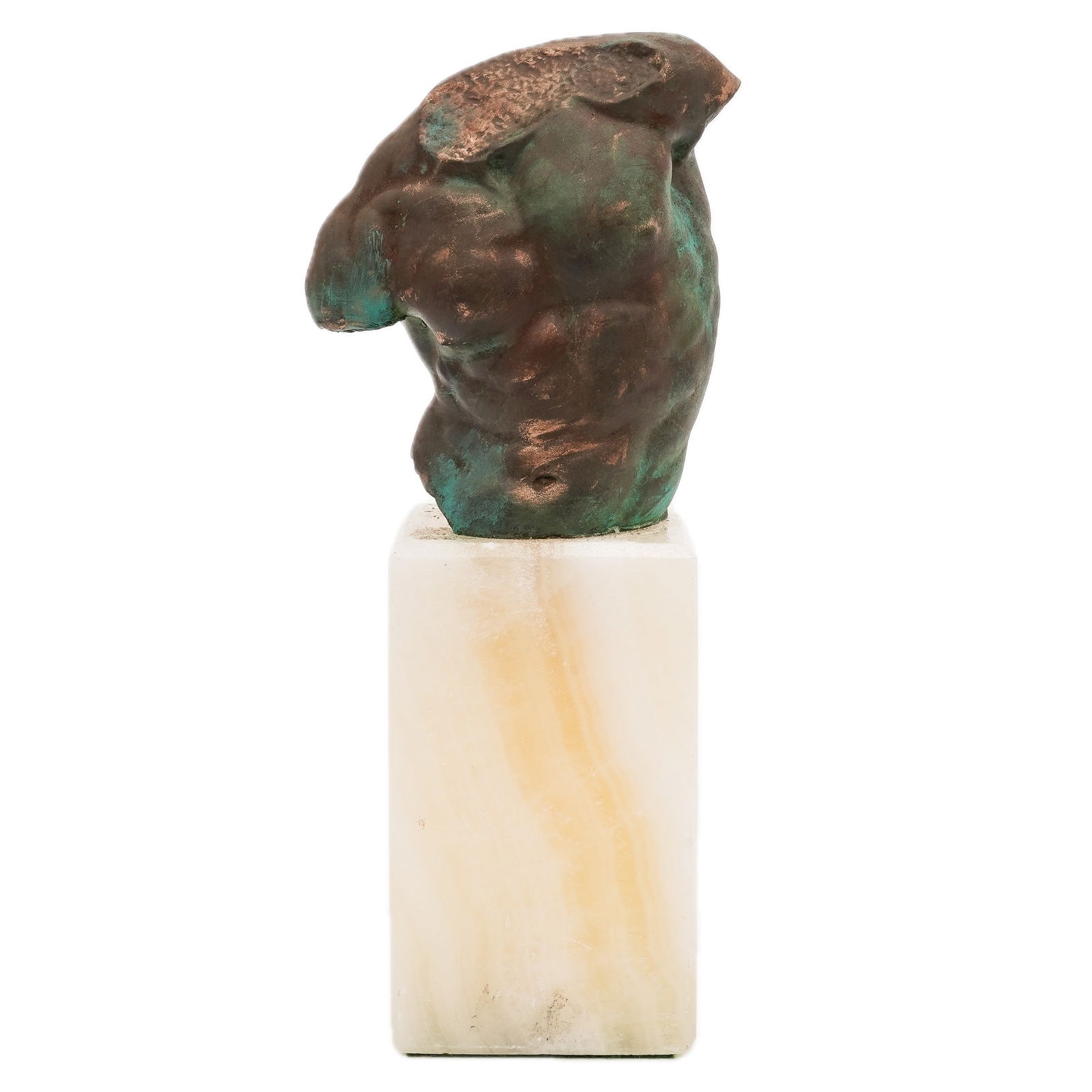 Modernist Patinated Bronze Male Torso Sculpture (1 of 7)