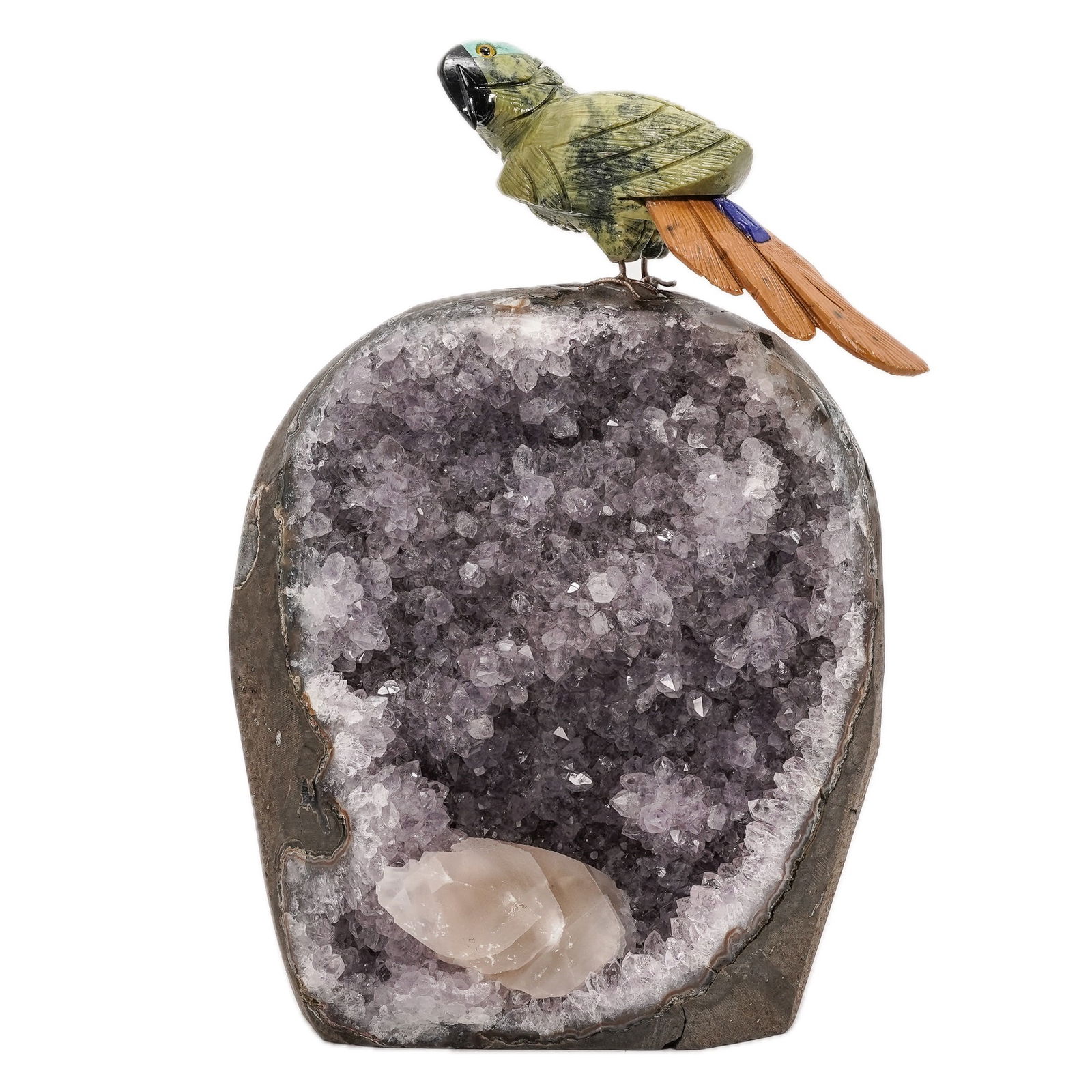 Gemstone & Amethyst Parrot Bird Sculpture (1 of 9)