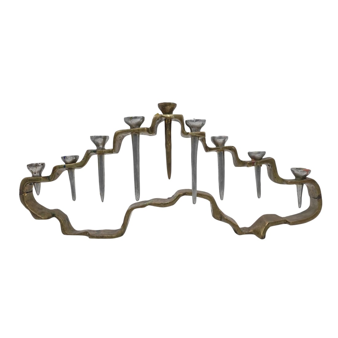 David Marshall (English, B. 1942) Large Bronze Candelabra: David Marshall (English, B. 1942) Monumental Bronze Candelabra20th Century, EnglandThis is a brutalist style large bronze candelabra by David Marshall, featuring gilt bronze frame with silvered bronze