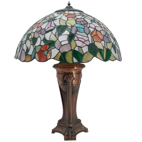 Vintage Tiffany Style Copper Lamp
