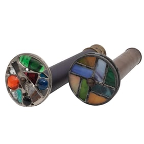 (2pc) Antique Glass and Brass Kaleidoscopes