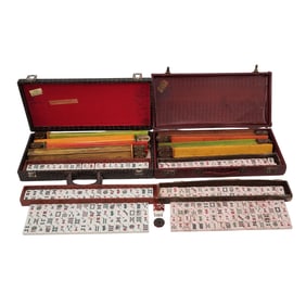 (2 Pc) Vintage Mahjong Game Sets