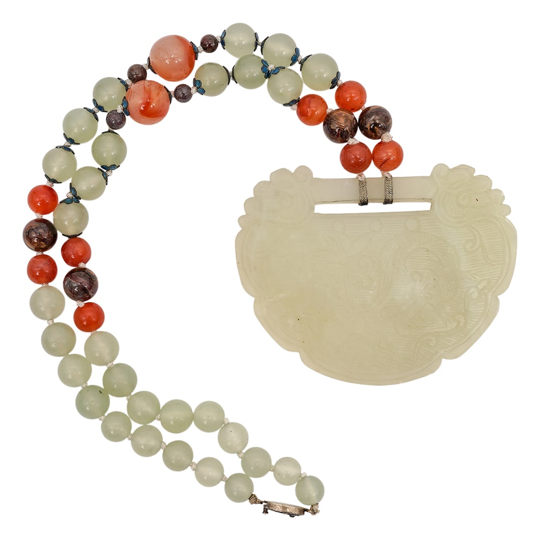 Chalcedony, Agate, and Tiger's Eye Pendant Necklace with Silver Clasp (1 of 8)
