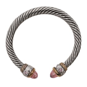 David Yurman Style Sterling Silver Cable Bracelet