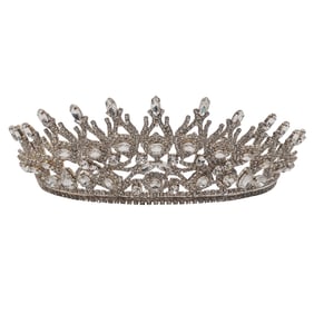 Vintage Silvered Crystal Inset Tiara