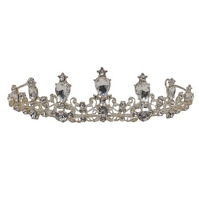 Vintage Crystal-Inset Silvered Tiara