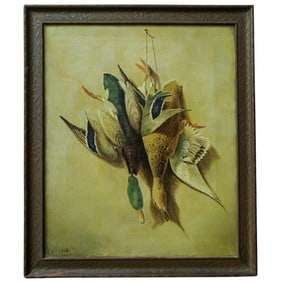 Antique Oil On Canvas Nature Morte Painting