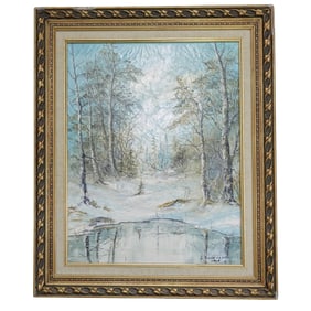 Stanislaw Zukowski (Russian/Polish, 1873-1944) Winter Landscape Oil Painting