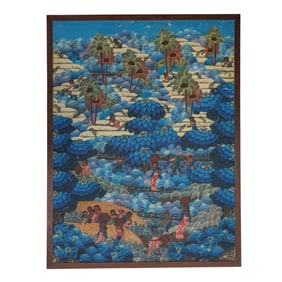 1970s Balinese Folk Art “Life in Penestanan" Original Painting