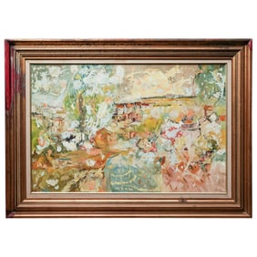 Filippo Calvelli (Italian, b. 1920) "Modern Landscape" Oil Painting