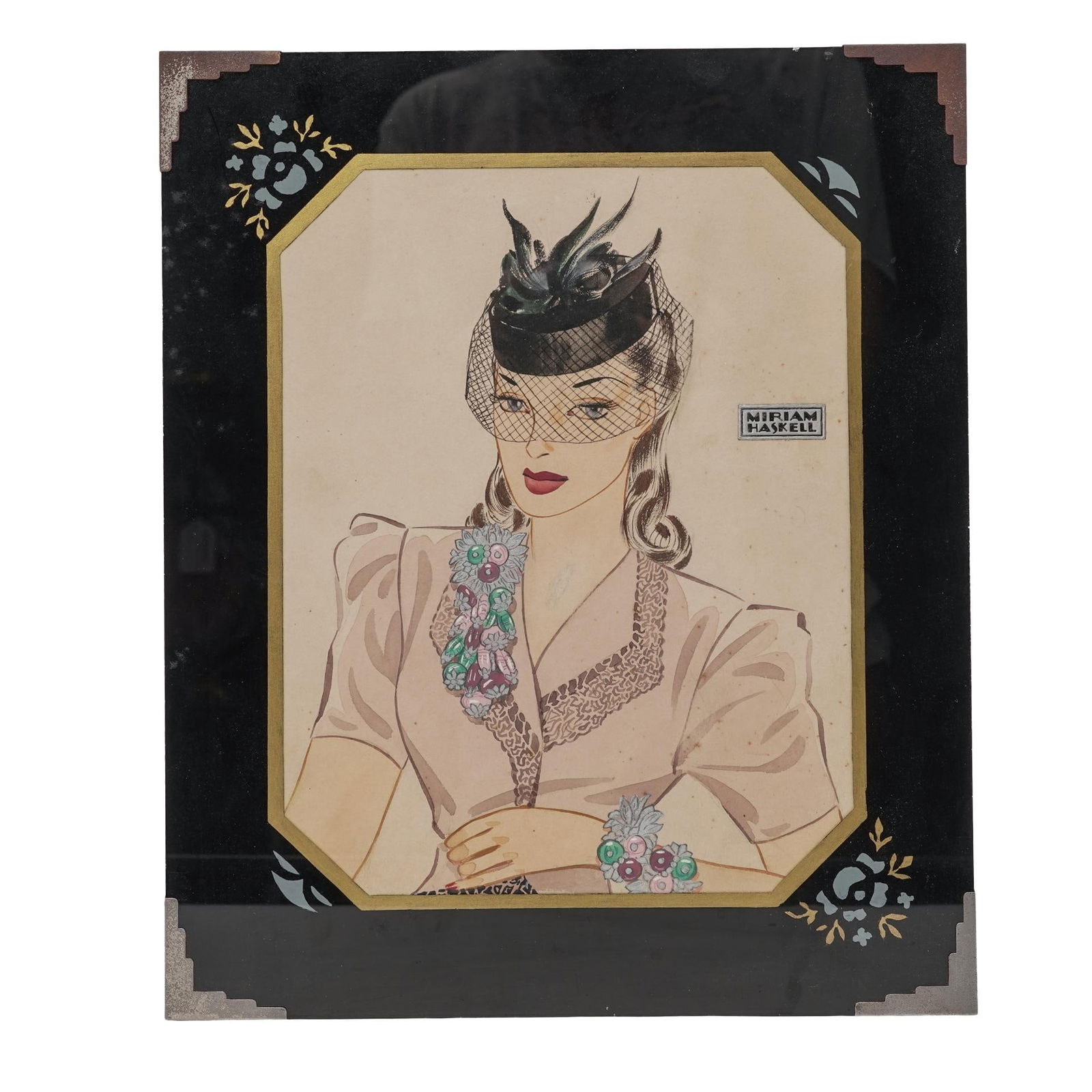 Miriam Haskell Original Watercolor Painting Advertisement (1 of 4)
